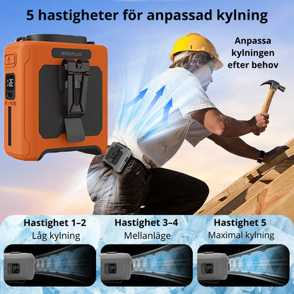 3-i-1 Midjefläkt med Powerbank