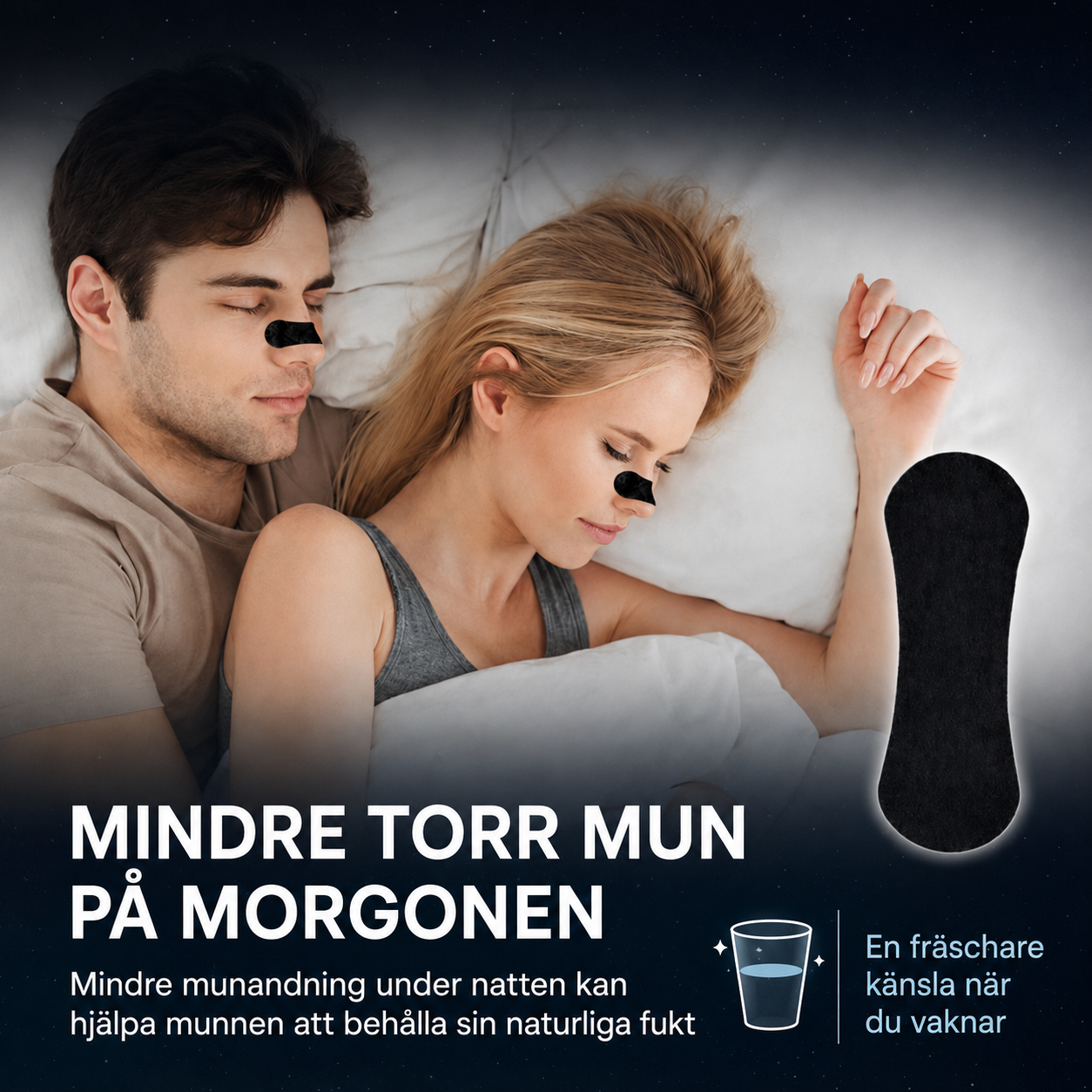 SleepSeal™ – Näsremsor & Muntejp för natten