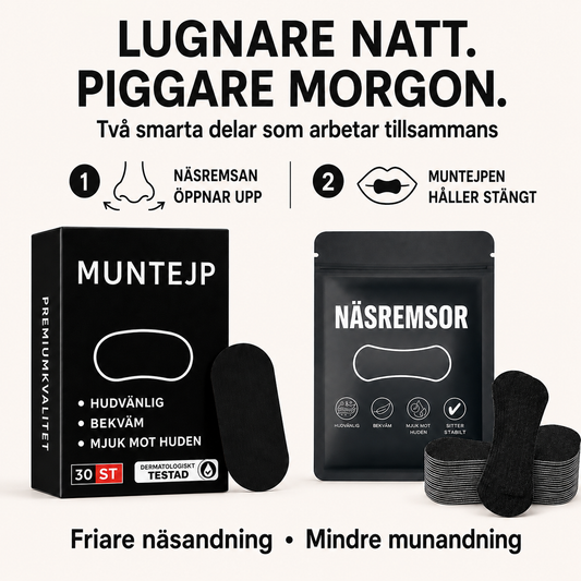 SleepSeal™ – Näsremsor & Muntejp för natten