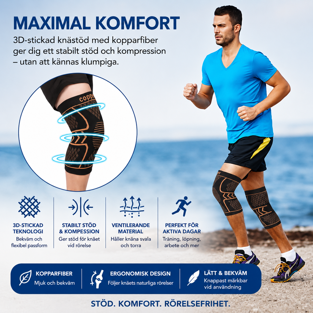 CopperFlex™ Kompressionsknästöd 2-pack