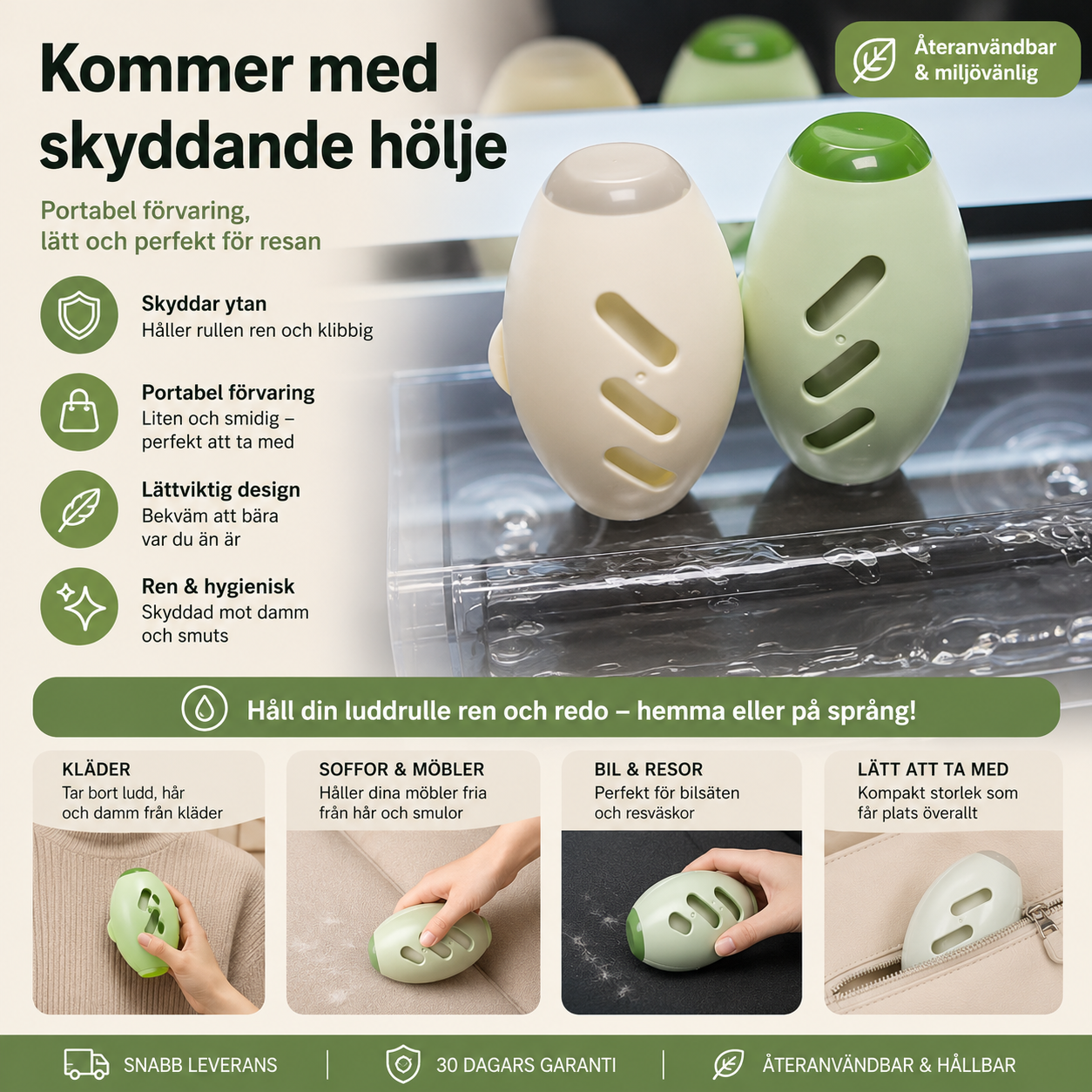 CleanRoll™ Återanvändbar Luddrulle