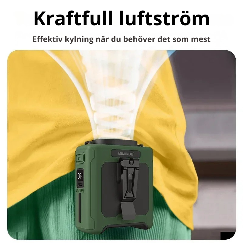 3-i-1 Midjefläkt med Powerbank