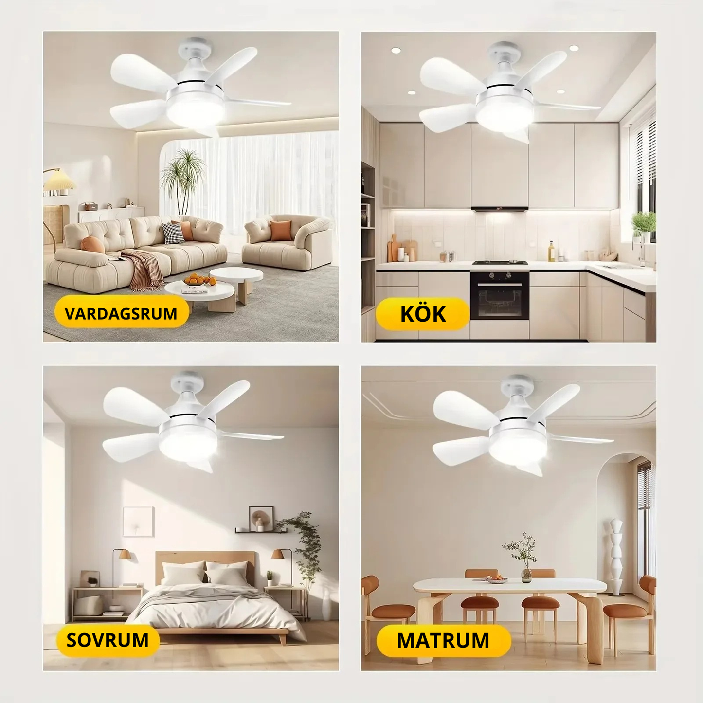 Takfläkt med LED-lampa & Fjärrkontroll