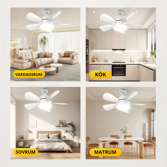 Takfläkt med LED-lampa & Fjärrkontroll